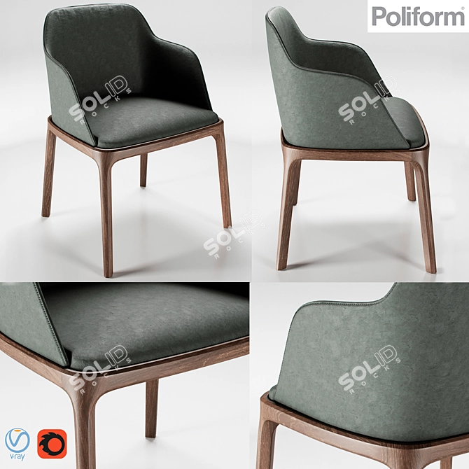 Elegant Grace Lounge Chair 3D model image 1