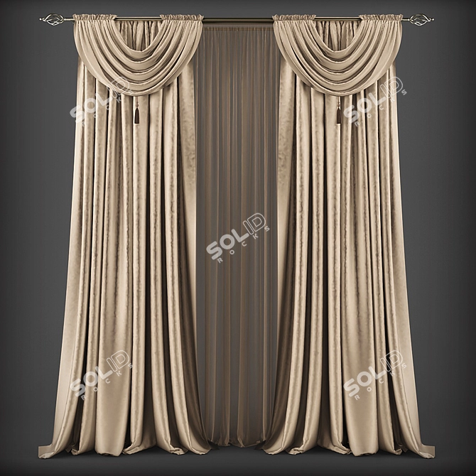 Classic Style Curtains 3D model image 1