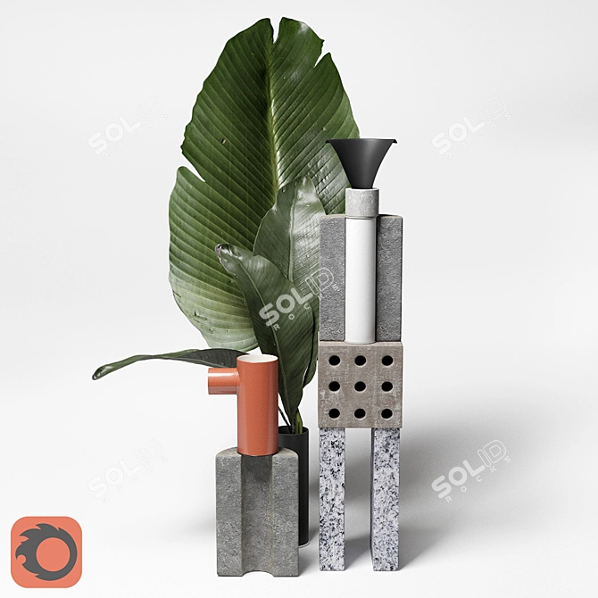 Tropical Bliss: Palm Leaf Set 3D model image 1