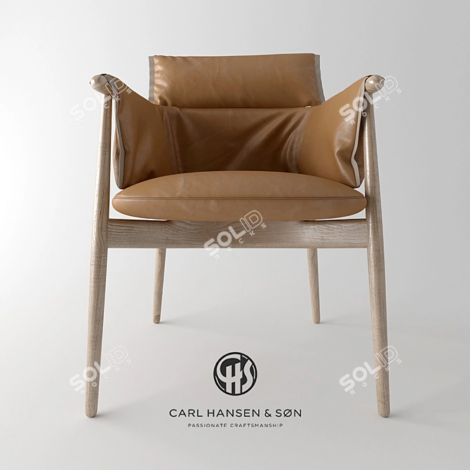 Embrace Chair: Oak/Walnut Frame, Leather/Fabric Upholstery 3D model image 1