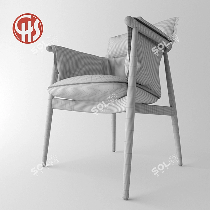 Embrace Chair: Oak/Walnut Frame, Leather/Fabric Upholstery 3D model image 3
