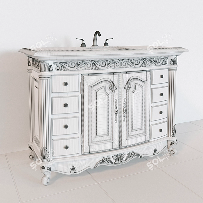 Provincial Dark Chest: Timeless Elegance 3D model image 3