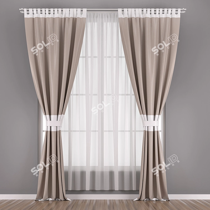 Elegant Window Curtains 3D model image 1