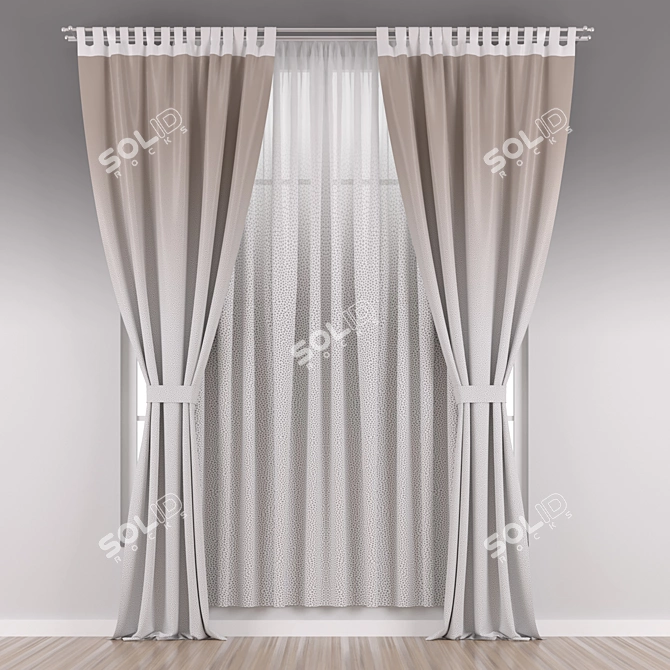 Elegant Window Curtains 3D model image 2