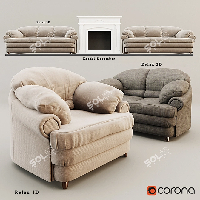 Cozy Lounge Set: Sofa & Armchair 3D model image 1