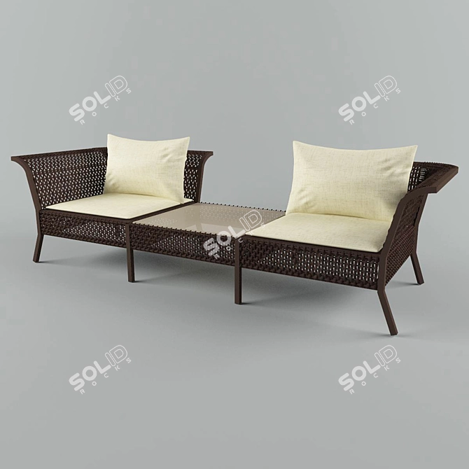 Elegant Outdoor Dining Set 3D model image 1