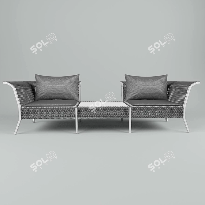 Elegant Outdoor Dining Set 3D model image 3