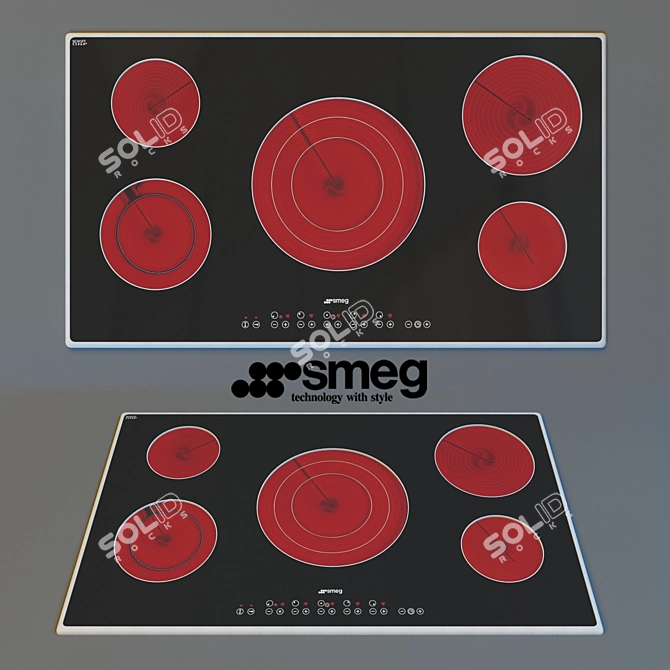 Sleek Smeg Ceramic Cooktop 3D model image 1