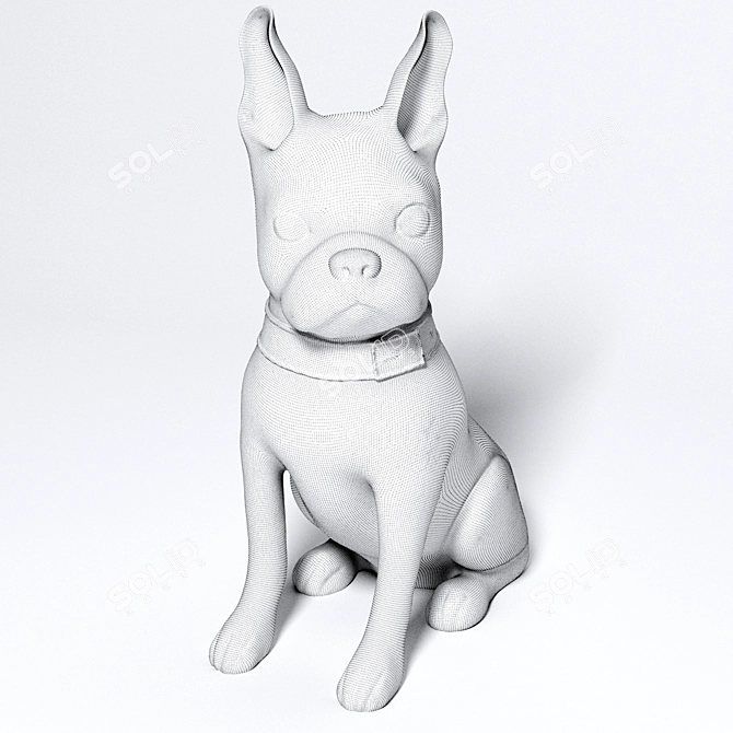Rustic Bulldog Wood Sculpture 3D model image 3