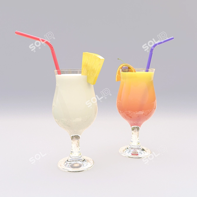 Tropical Cocktail Bundle: Pina Colada & Sex on the Beach 3D model image 1