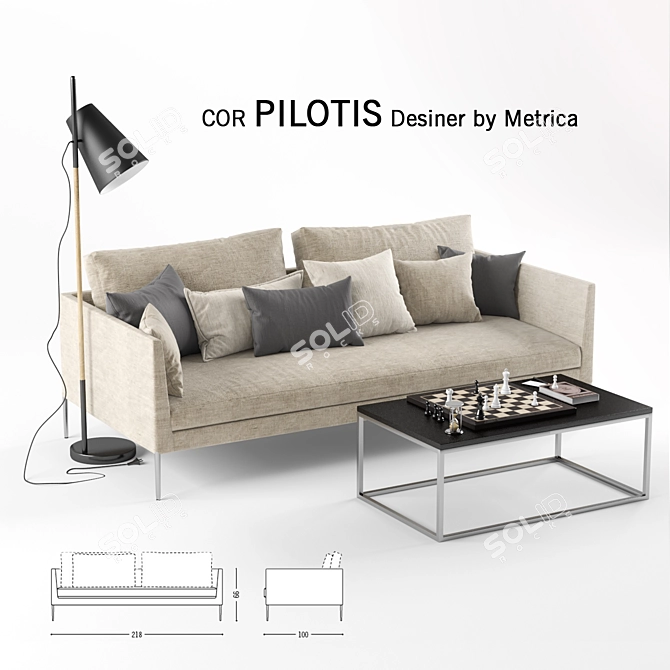 Pilotis Collection: Sofa | Table | Lampe 3D model image 1