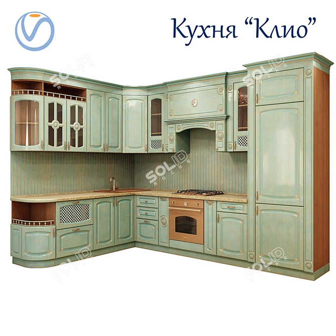 Classic Corner Kitchen Set Klio 3D model image 1