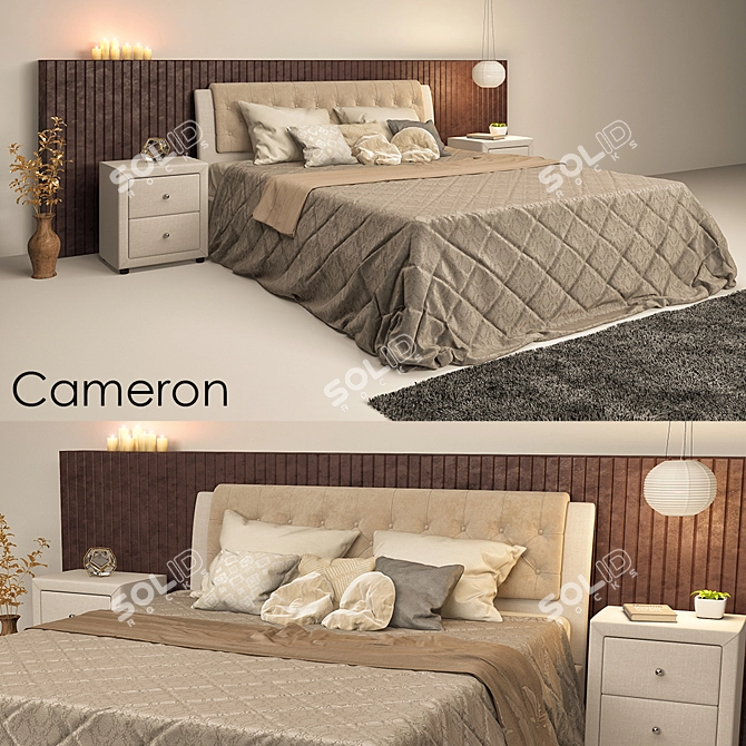 Title: Cameron Bed: Stylish and Unique 3D model image 1
