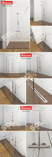 Title: RAVAK Walk-in Shower: Modern, Spacious & Versatile 3D model image 2