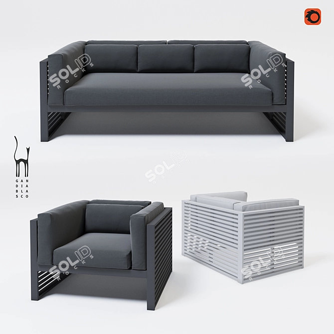 Shadow Essence Outdoor Furniture Set 3D model image 1