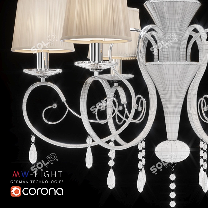 Golden Cream Chandelier: MW-Light Federica 3D model image 3