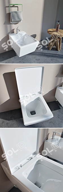 Premium Bathroom Set: Keramag Xeno2 Toilet, Bidet, Gessi ISPA Faucet 3D model image 3