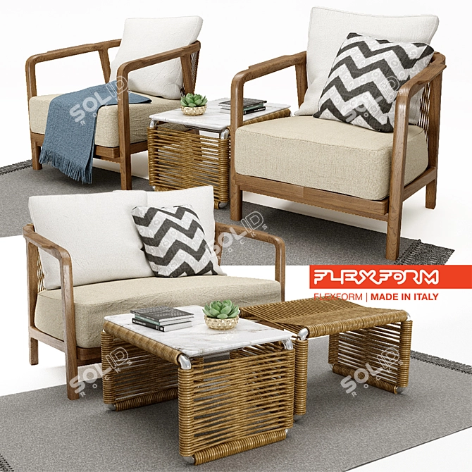 Flexform Crono Sofa Set 3D model image 1