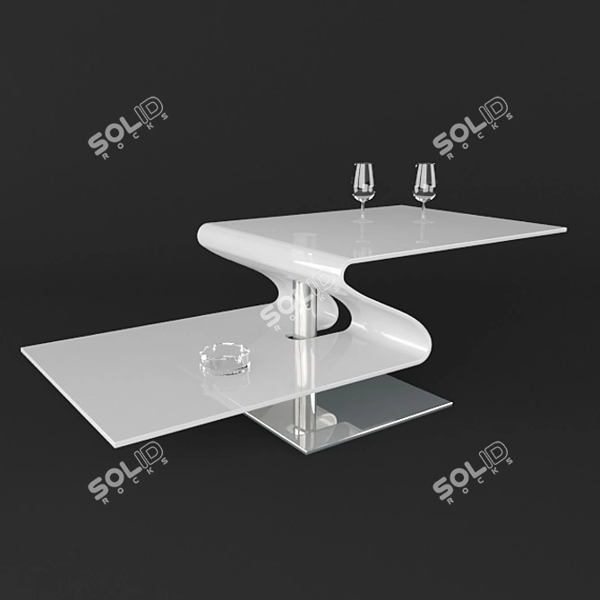 Elegant Z-Shaped Glass Coffee Table 3D model image 1