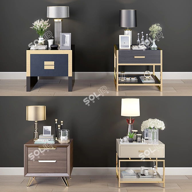 Elegant Nightstand Decor Set 3D model image 1