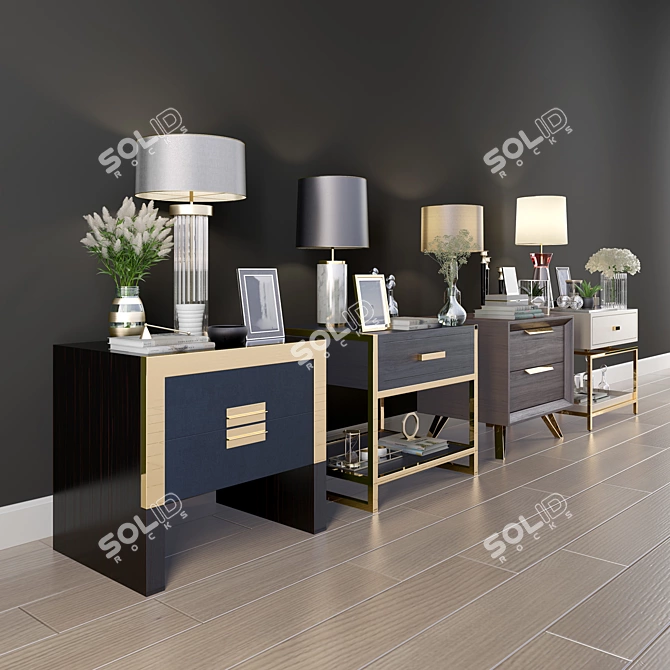 Elegant Nightstand Decor Set 3D model image 2