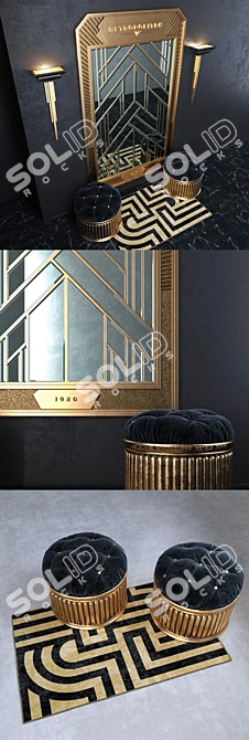 Art Deco Mirror Composition with Elegant Accents 3D model image 2