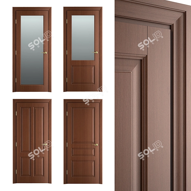 Elegant Massivstyle Interior Door 3D model image 1