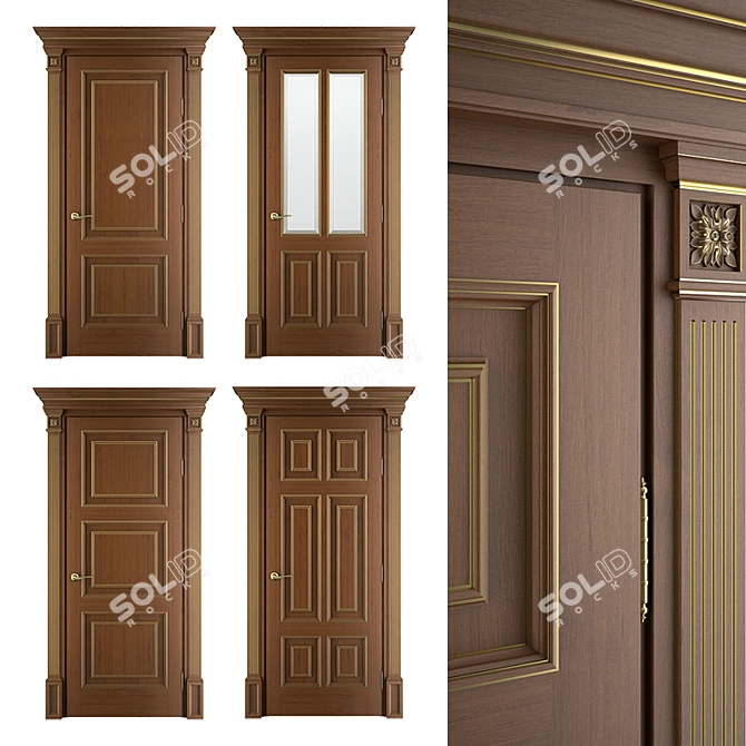 Elite Collection Solid Wood Interior Door 3D model image 1