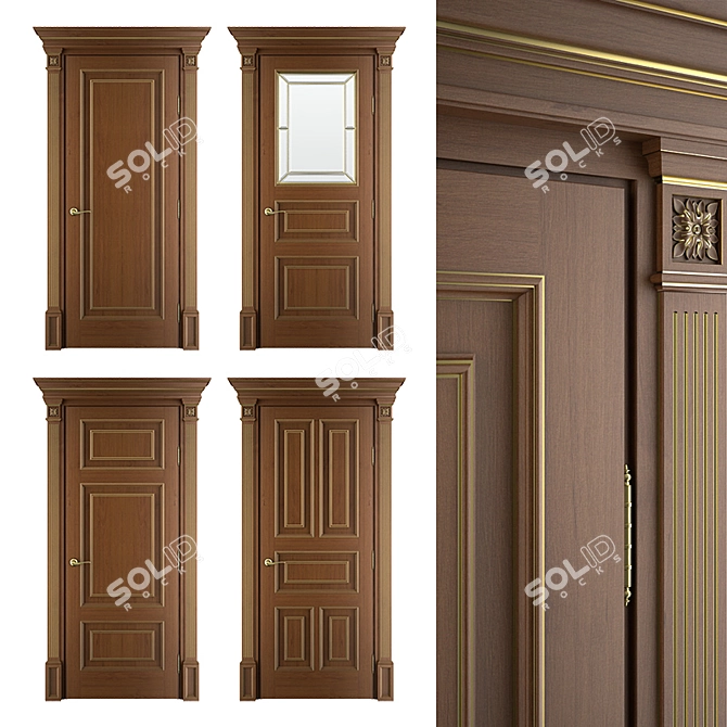 Luxury Elite 03 Solid Wood Door 3D model image 1