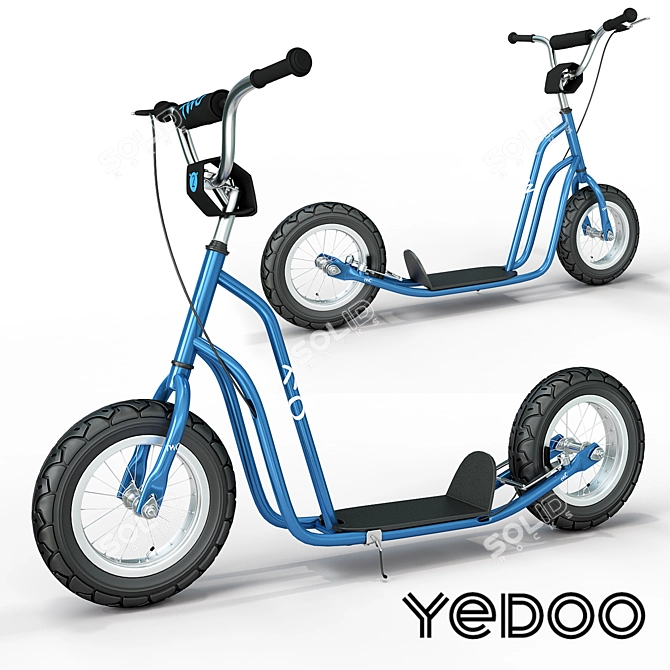 Yedoo Two Kids Scooter: Comfortable City Riding 3D model image 1
