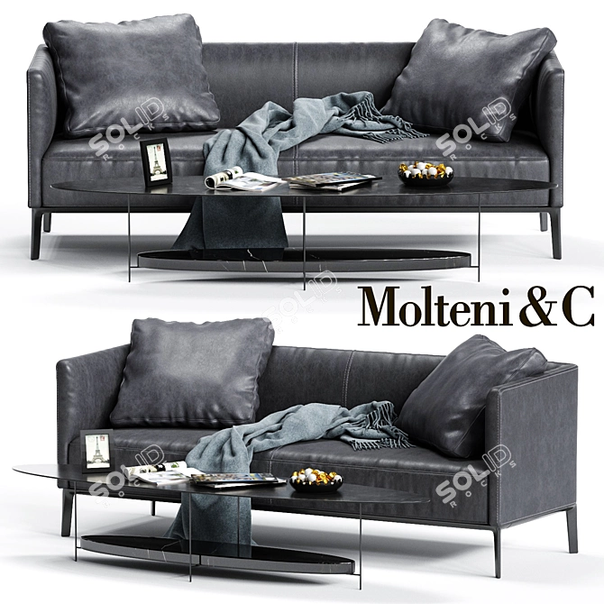 Elegant Molteni&C CAMDEN Sofa - Low Backrest 3D model image 1