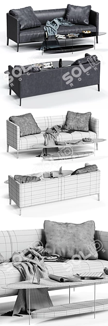 Elegant Molteni&C CAMDEN Sofa - Low Backrest 3D model image 3