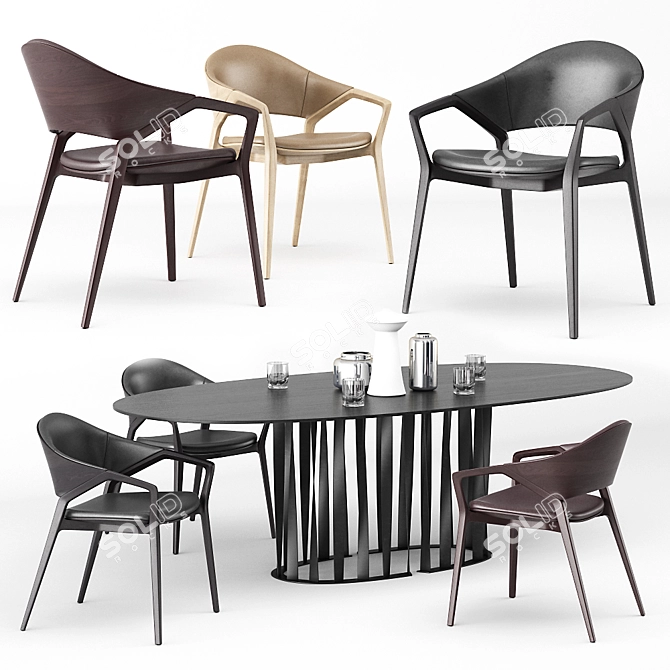 Modern Dining Set: 133 Ico & 475 Boboli by Cassina 3D model image 4