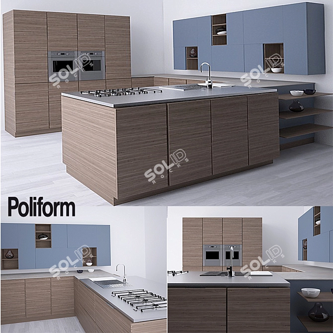 Poliform Kitchen Set - Modern Design 3D model image 1