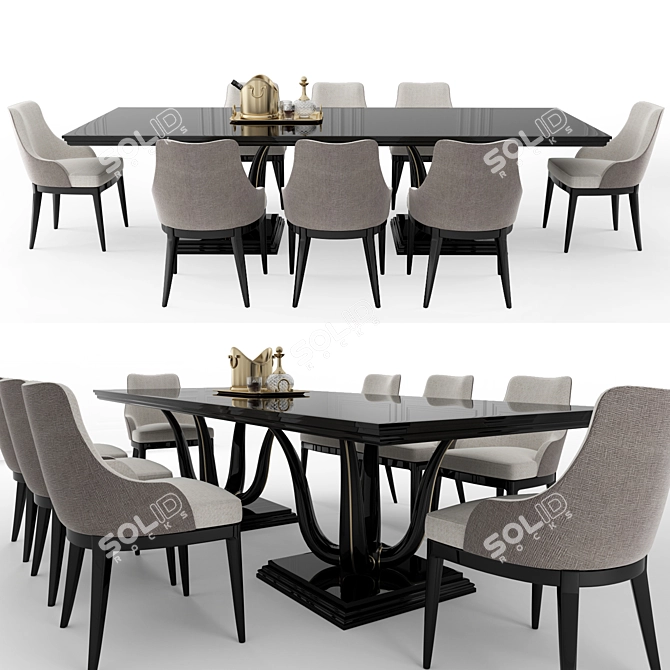 Elegant Galimberti Nino Dining Set 3D model image 1