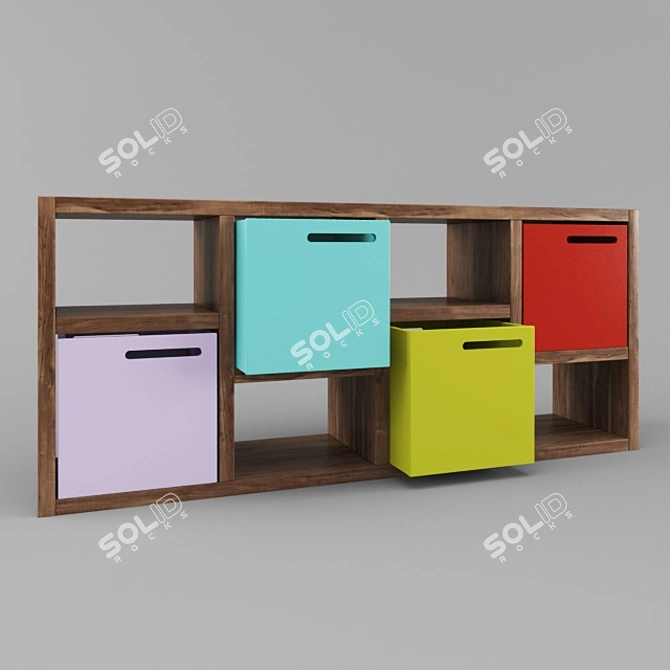 Temahome Boxed Bookcase: Contemporary Storage Solution 3D model image 1