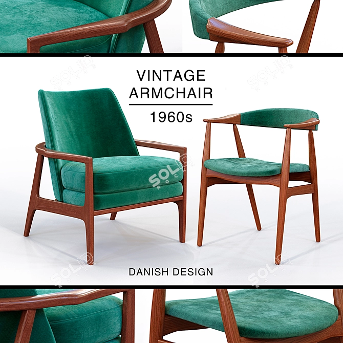 Mid-Century Danish Armchair 3D model image 1