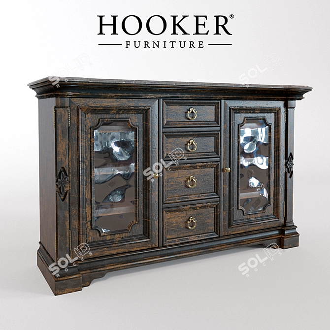 Elegant Auberose Bar Cabinet 3D model image 1