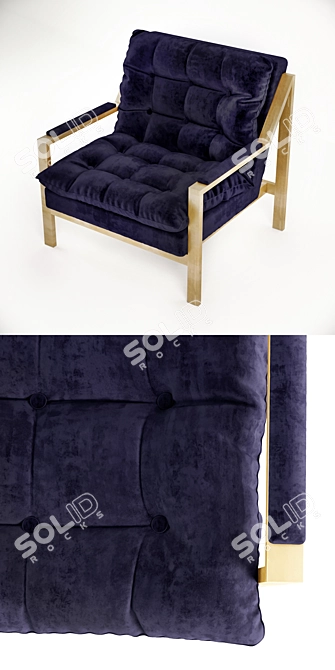 Luxury Cameron Gold Navy Armchair 3D model image 2