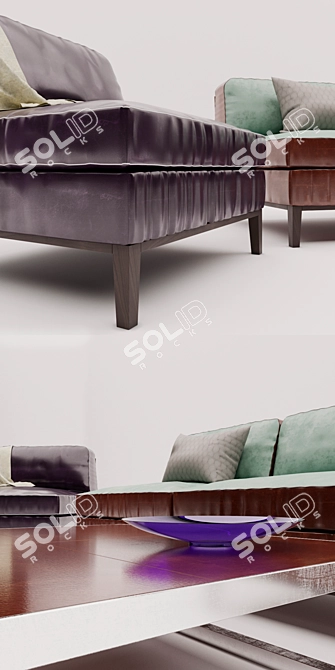 Baxter Godard: Modern Sofa, Armchair & Small Table 3D model image 2
