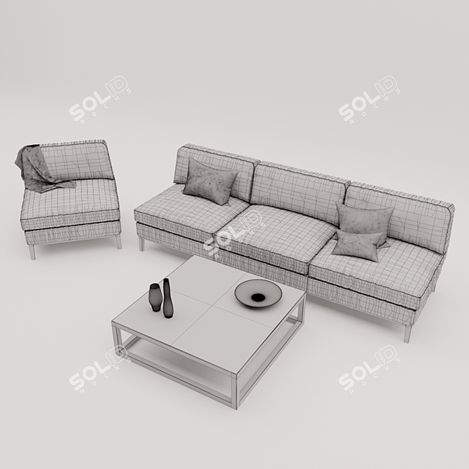 Baxter Godard: Modern Sofa, Armchair & Small Table 3D model image 3