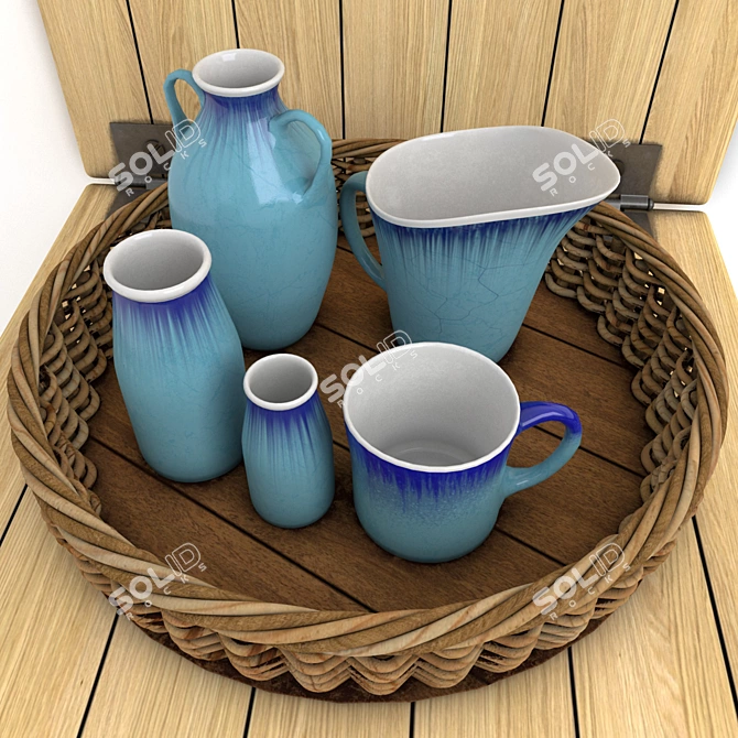 Wooden Basket Pot 3D model image 3