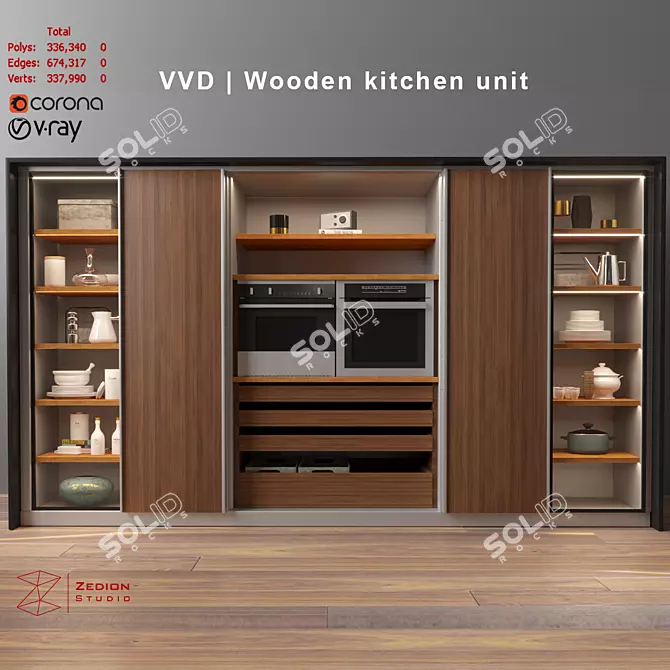 Dada VVD Wooden Kitchen Unit 3D model image 1