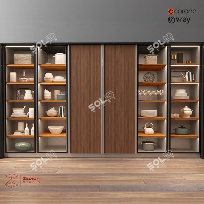 Dada VVD Wooden Kitchen Unit 3D model image 2