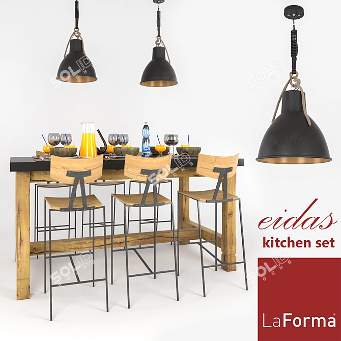 Modern Eidas Kitchen Set 3D model image 1