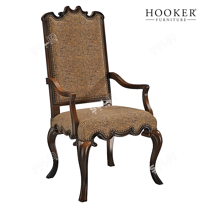 Elegant Canterbury Ebony Arm Chair 3D model image 1