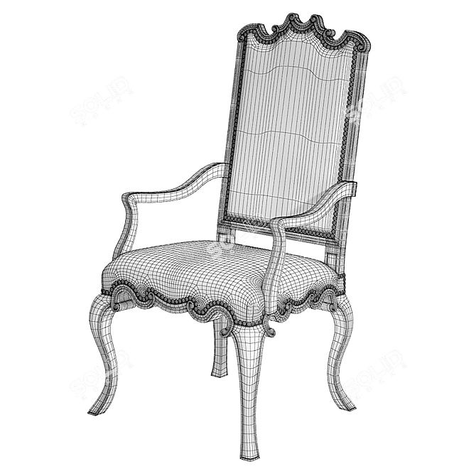 Elegant Canterbury Ebony Arm Chair 3D model image 3