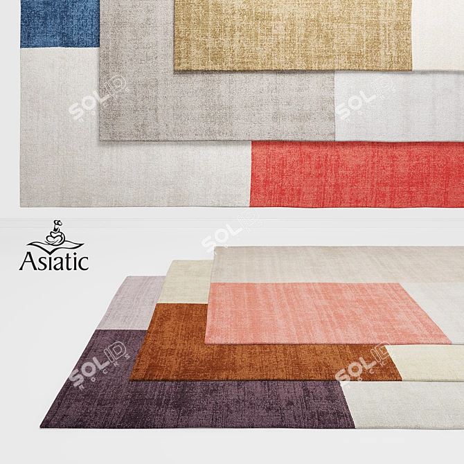 Contemporary Asiatic BLOX Plain Rugs 3D model image 1