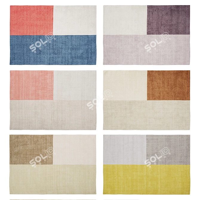 Contemporary Asiatic BLOX Plain Rugs 3D model image 2