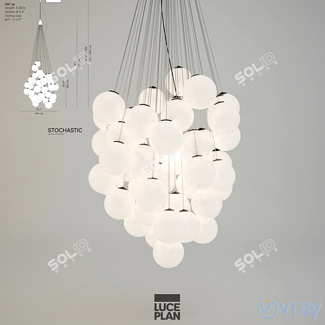 Stylish Stochastik Suspension Light 3D model image 1